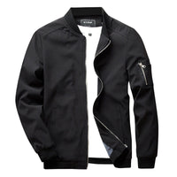 Herren Casual Sommer Stehkragen Bomberjacke in Schwarz