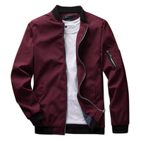Herren Casual Sommer Stehkragen Bomberjacke in Burgund