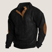 Gerippter Pullover mit Knöpfen - Caden in Schwarz