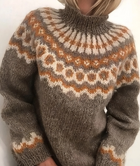 Oona – Gemütlicher isländischer Rollkragenpullover in Dunkelbraun