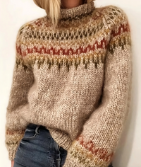 Oona – Gemütlicher isländischer Rollkragenpullover in Khaki