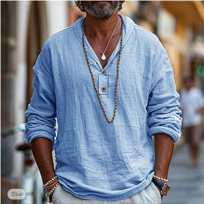 Langärmeliges Leinenhemd für Herren