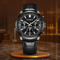 Alfred® | Militär Sport Casual Leder Quarz Uhr in Schwarz