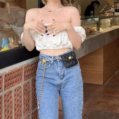 Gesteppte Mini-Handtasche mit elegantem Kettenriemen