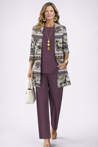Valerie | Elegantes 3-teiliges Casual-Set in Pflaumenlila