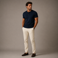 Raymond | Herren Relaxed Kurze Ärmel Henley T-Shirt in Blau