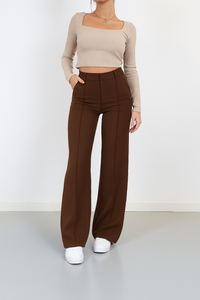 Damen Gerades Bein Chino Hose in Braun