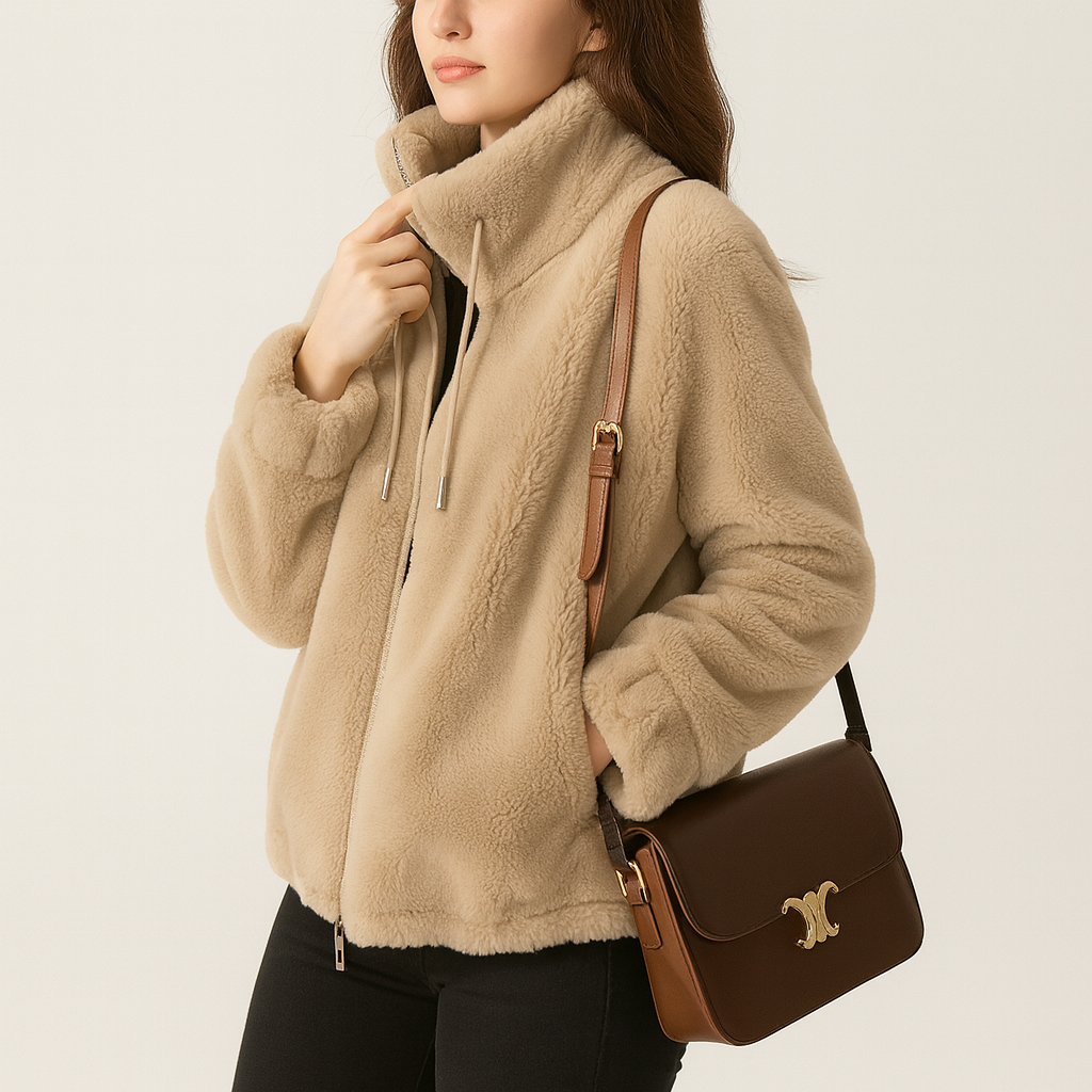 Kortney | Rote Plüschjacke aus Kunstpelz