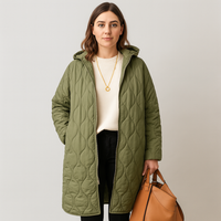 Lorelei | Damen Stepp-Winterjacke Plus Size mit Kapuze und Praktischem Reißverschluss in Armeegrün