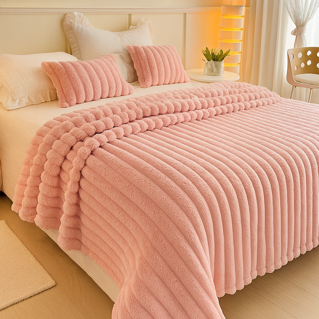 Aurevia | Flanelldecke mit Kordelzug und kuscheliger Felloptik