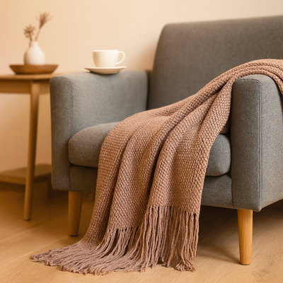 Tassora | Überwurfdecke mit Blasenmuster und Quasten