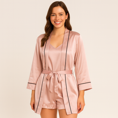 3-teiliges Satin-Pyjama-Set für Damen