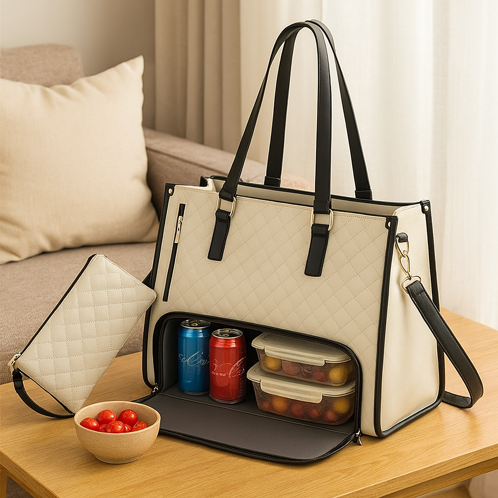 Isolierte 2-in-1-Lunch- und Reisetasche – Auslaufsichere Kühltasche mit Staufach