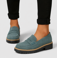Rike | Damen Casual Orthopädische Plateau Loafer in Grün