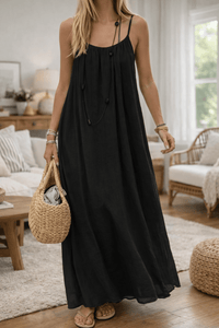 Luna | Backless Maxi-Kleid für Sommerabende in Schwarz