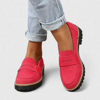 Rike | Damen Casual Orthopädische Plateau Loafer in Rot