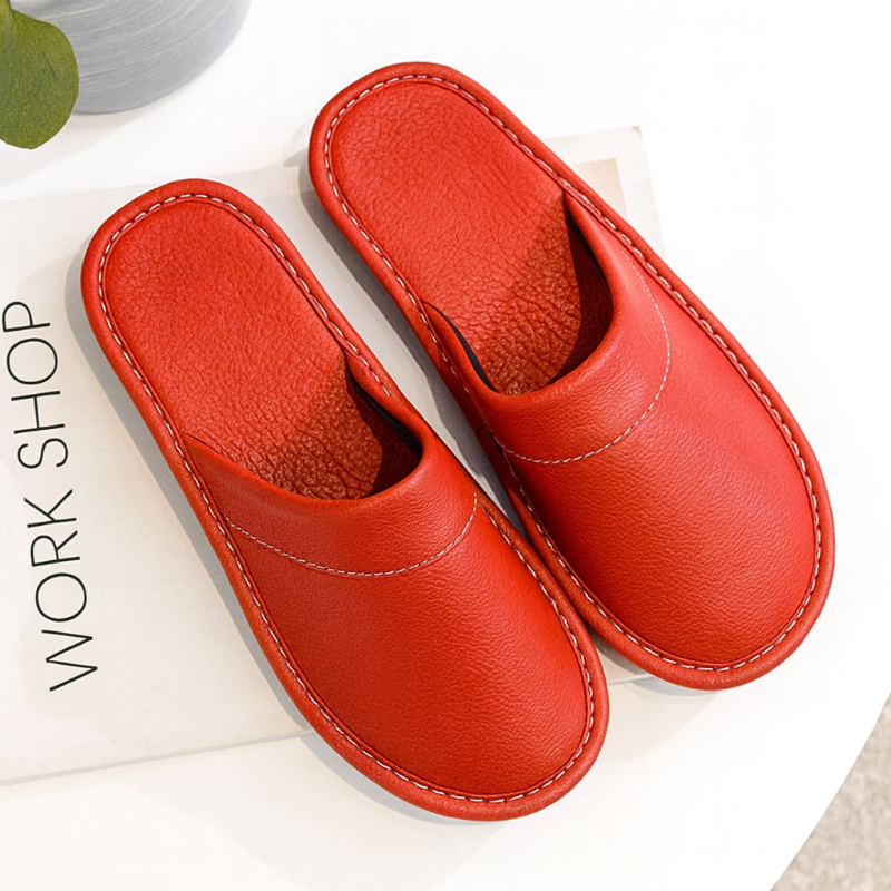 Herren Hausschuhe zum Hineinschlüpfen mit Strukturierter Oberfläche und Genähter Sohle