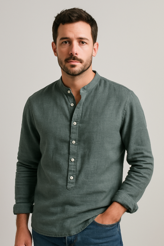 Herren Leinenhemd Langarm für Elegante Anlässe - Klassische Hemden Herren