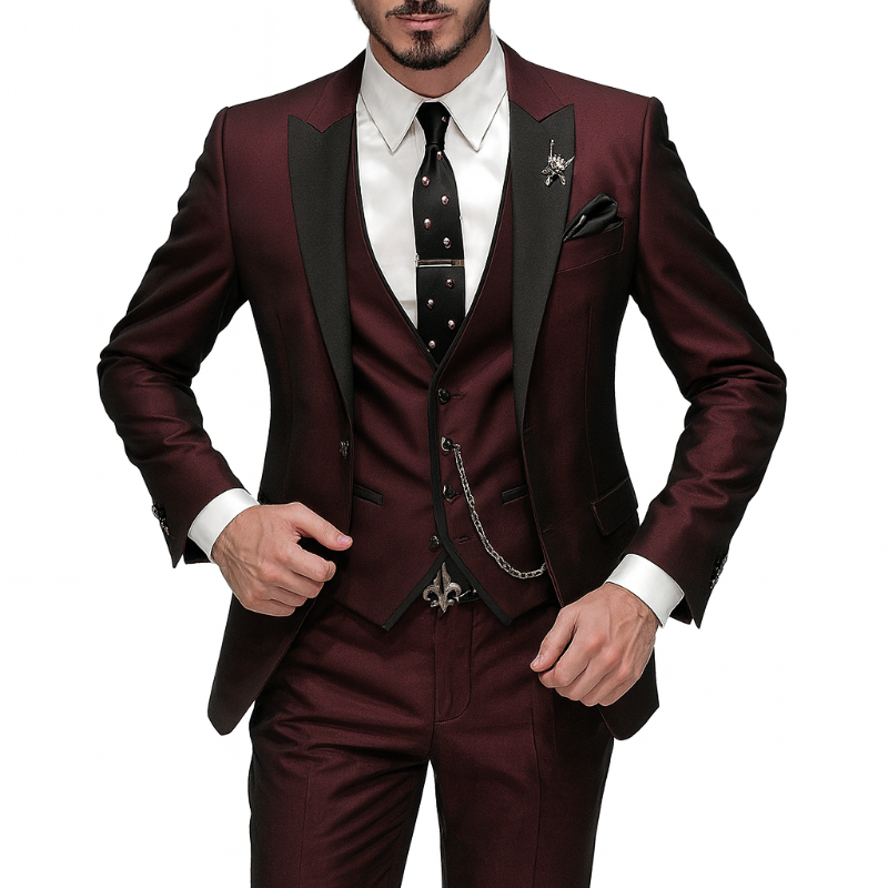 Dreiteiliger Herrenanzug aus Leinen – Blazer, Weste und Hose für Eleganz