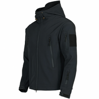 Herrenjacke mit Kapuze – Militärjacke für Outdoor-Aktivitäten in Schwarz
