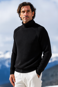 Eleganter Pullover für Herren, Rollkragen und vielseitig – Herrenpullover für Herbst und Winter in Schwarz
