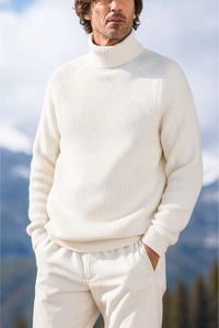 Eleganter Pullover für Herren, Rollkragen und vielseitig – Herrenpullover für Herbst und Winter in Weiß