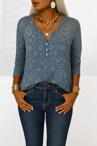 Alina - Elegante Boho-Bluse in Blau