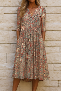 Lirenne - Soft-Touch-Midikleid in Beige