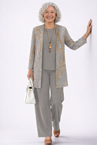Alison | Elegantes 3-teiliges Casual-Set in Blau & Gold Marmor