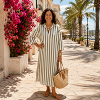 Talia | Midi-Hemdkleid mit Streifen in Grün