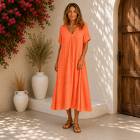 Violet | Fließendes Maxikleid in Orange-Rot