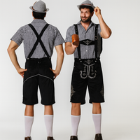 Herren Lederhose Braun – Traditionelle Trachtenhose mit Trägern für Oktoberfest München in Schwarz