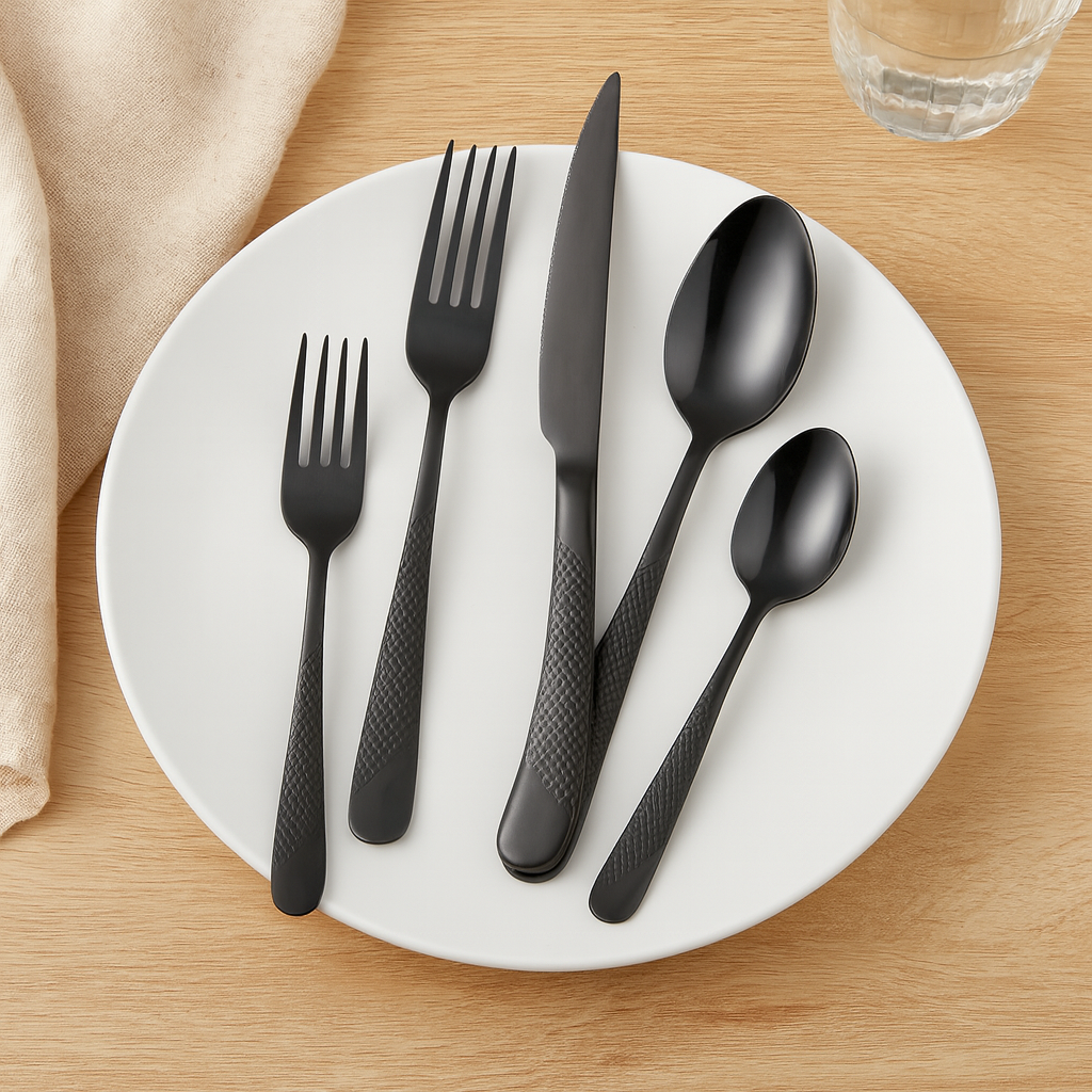 Carver | 40-teiliges Tafelservice aus schwarzem Edelstahl