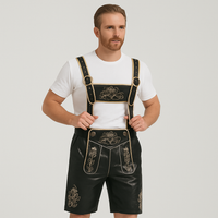 Herren Lederhose Vintage – Traditionelle Tracht für das Münchner Oktoberfest in Schwarz
