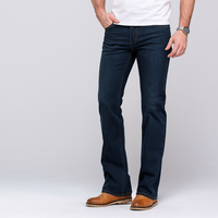 4Legend - Stretch-Schlagjeans für Herren – Mittlere Leibhöhe, Helle Waschung, Lässige Passform für alle Jahreszeiten in Dunkelblau