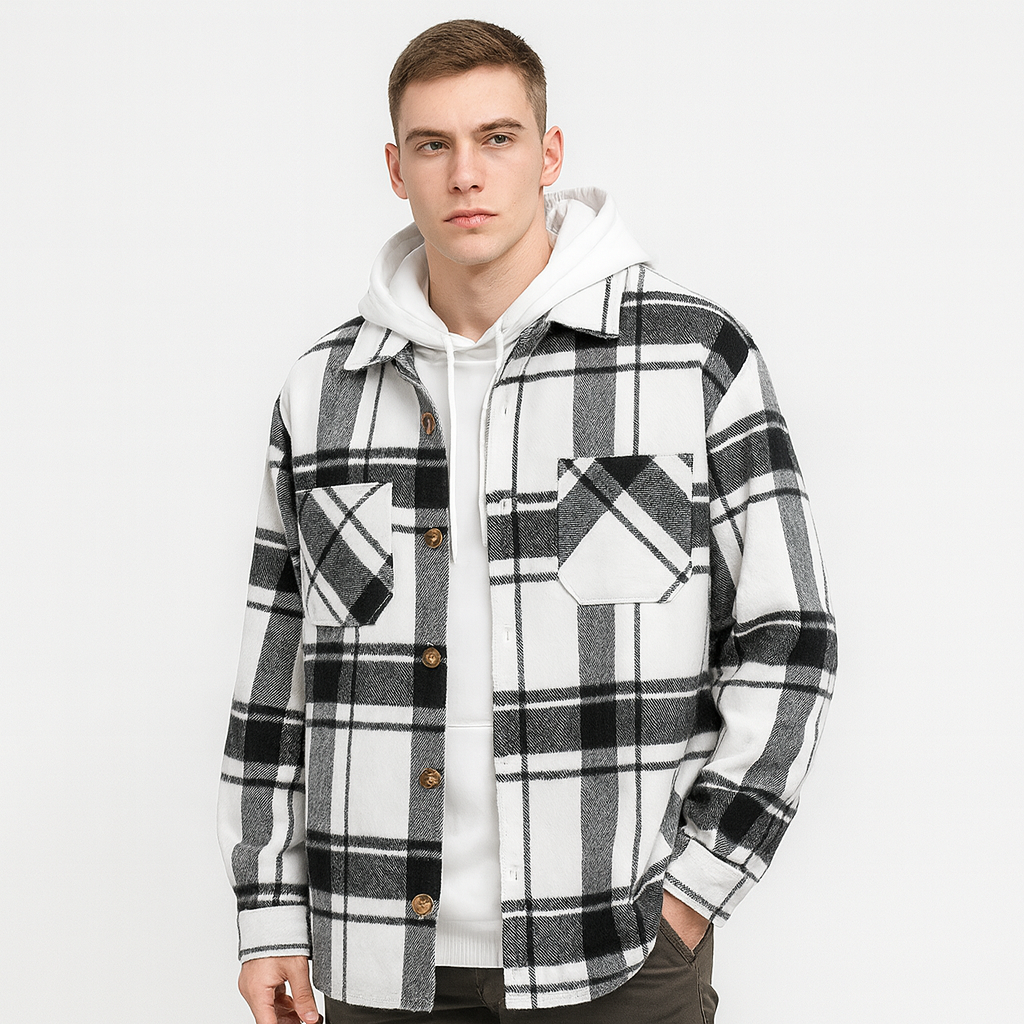 Grayson Herren Karomantel – Lässige Streetwear-Jacke mit Revers