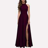 Dominique | Damen Formelles Abend Maxikleid mit Seitenschlitz in Burgund
