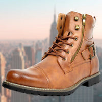 Leder-Motorradstiefel für Männer - Chester in Gelb