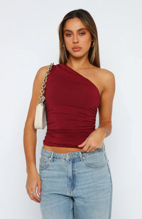 Seralina | Damen Elegant Crop Oberteil | Schick in Rot