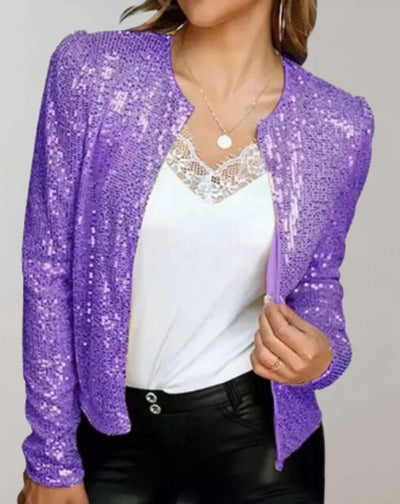 Claire - Glänzender und glitzernder offener Pullover Sweater