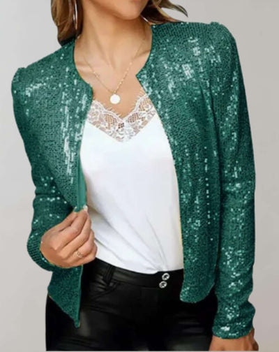 Claire - Glänzender und glitzernder offener Pullover Sweater