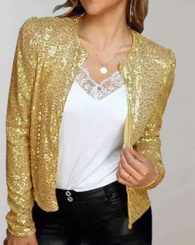 Claire - Glänzender und glitzernder offener Pullover Sweater