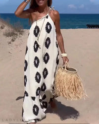 Solis - Lockeres One-Shoulder-Maxikleid in Weiß