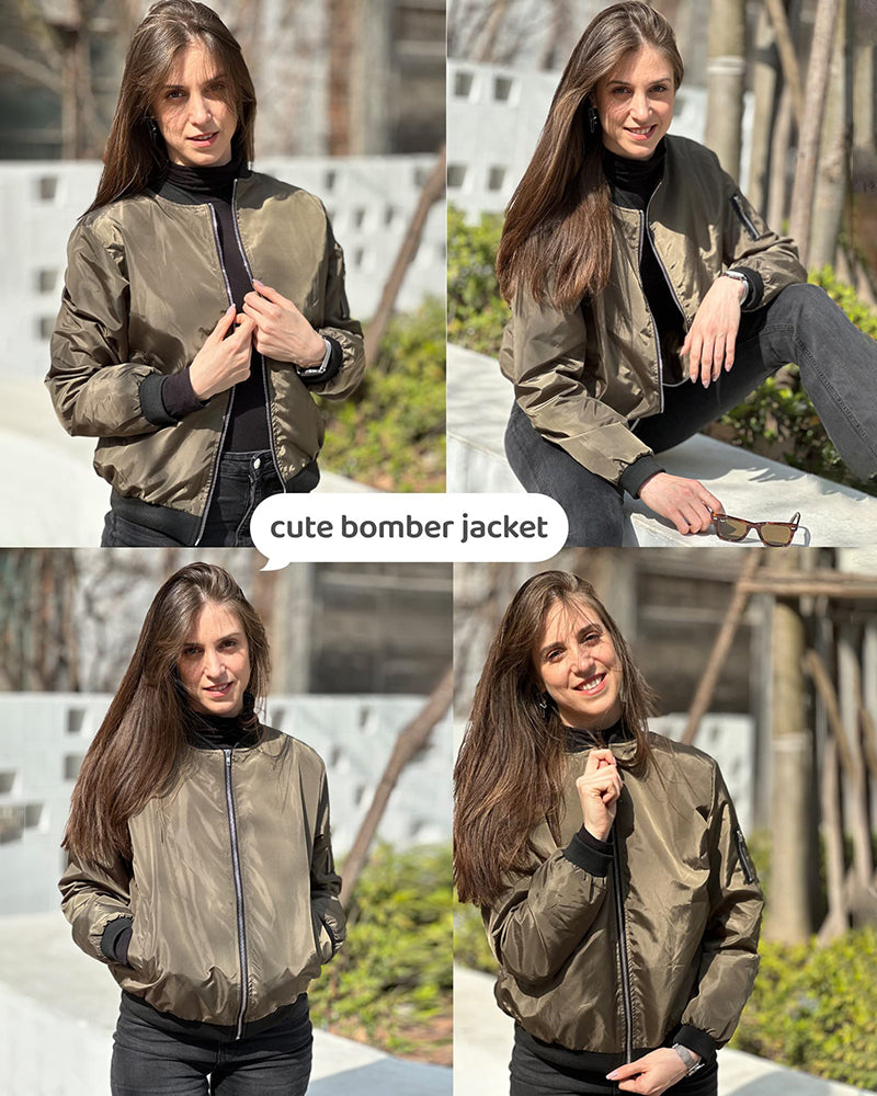 Stilvolles Klassisches Bomberjack mit Praktischen Taschen für Damen