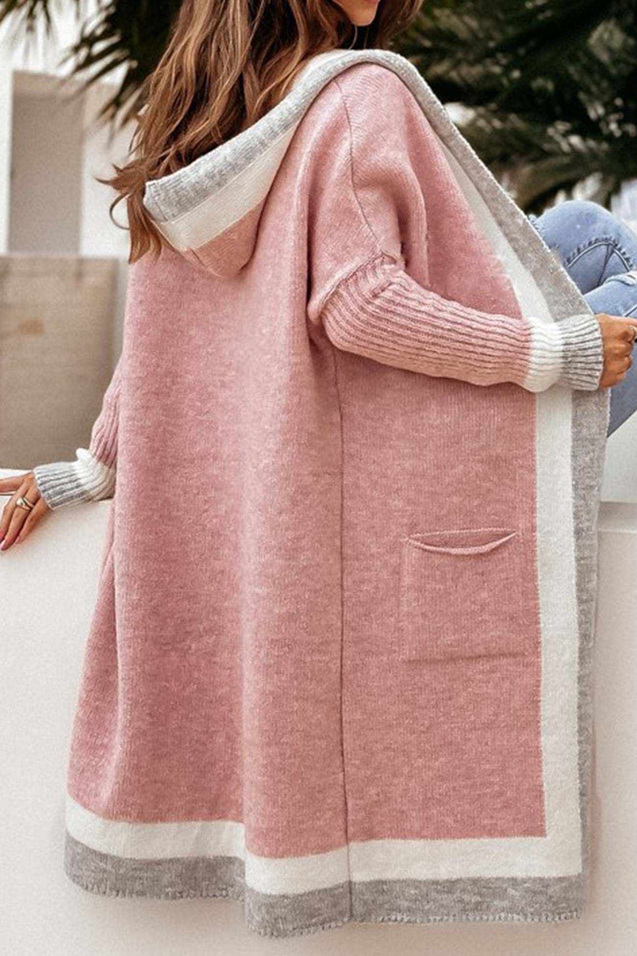 Kontrast-Hoodie für Damen - Modischer Cardigan für das Outfit 2024