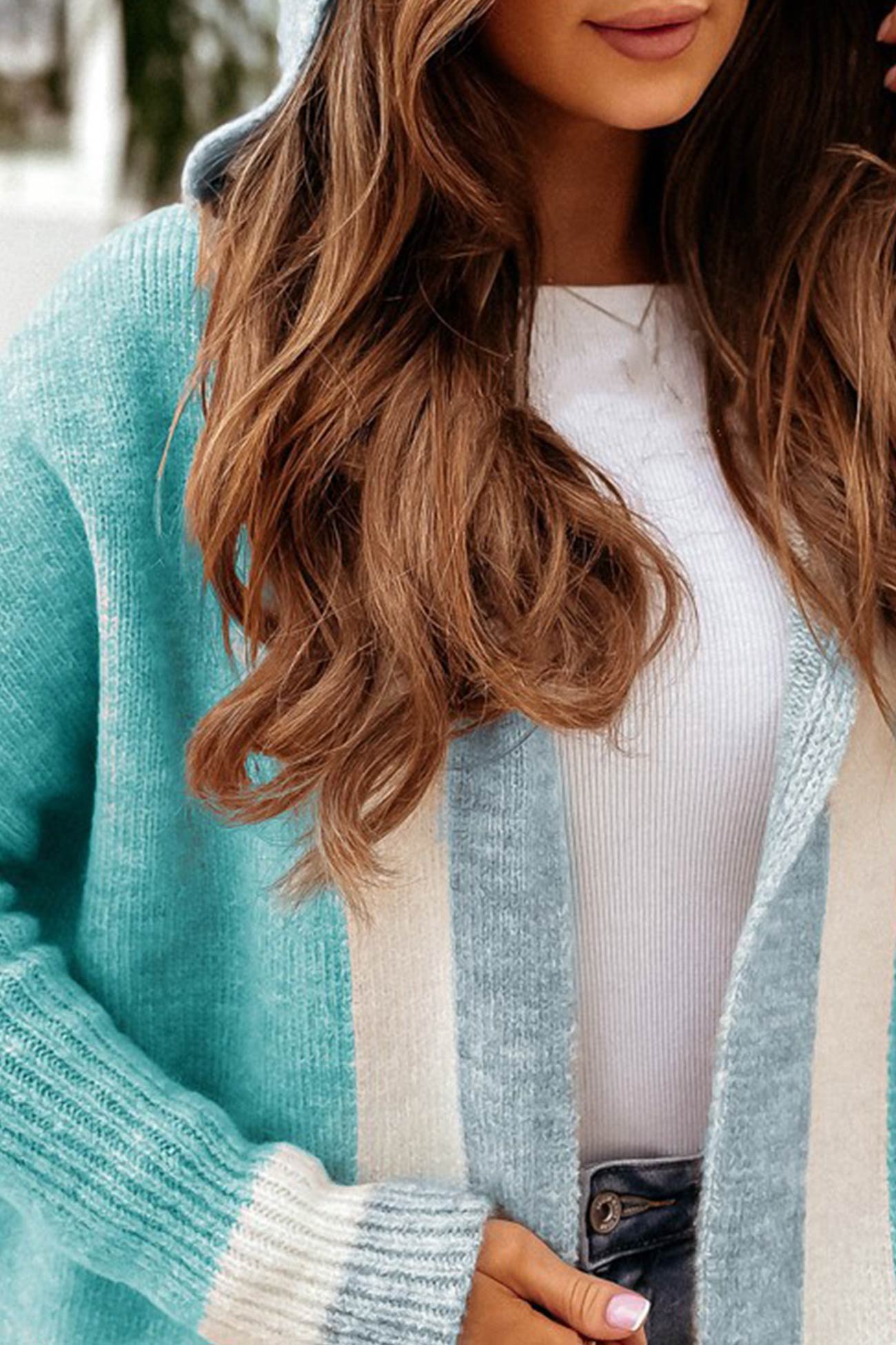 Kontrast-Hoodie für Damen - Modischer Cardigan für das Outfit 2024