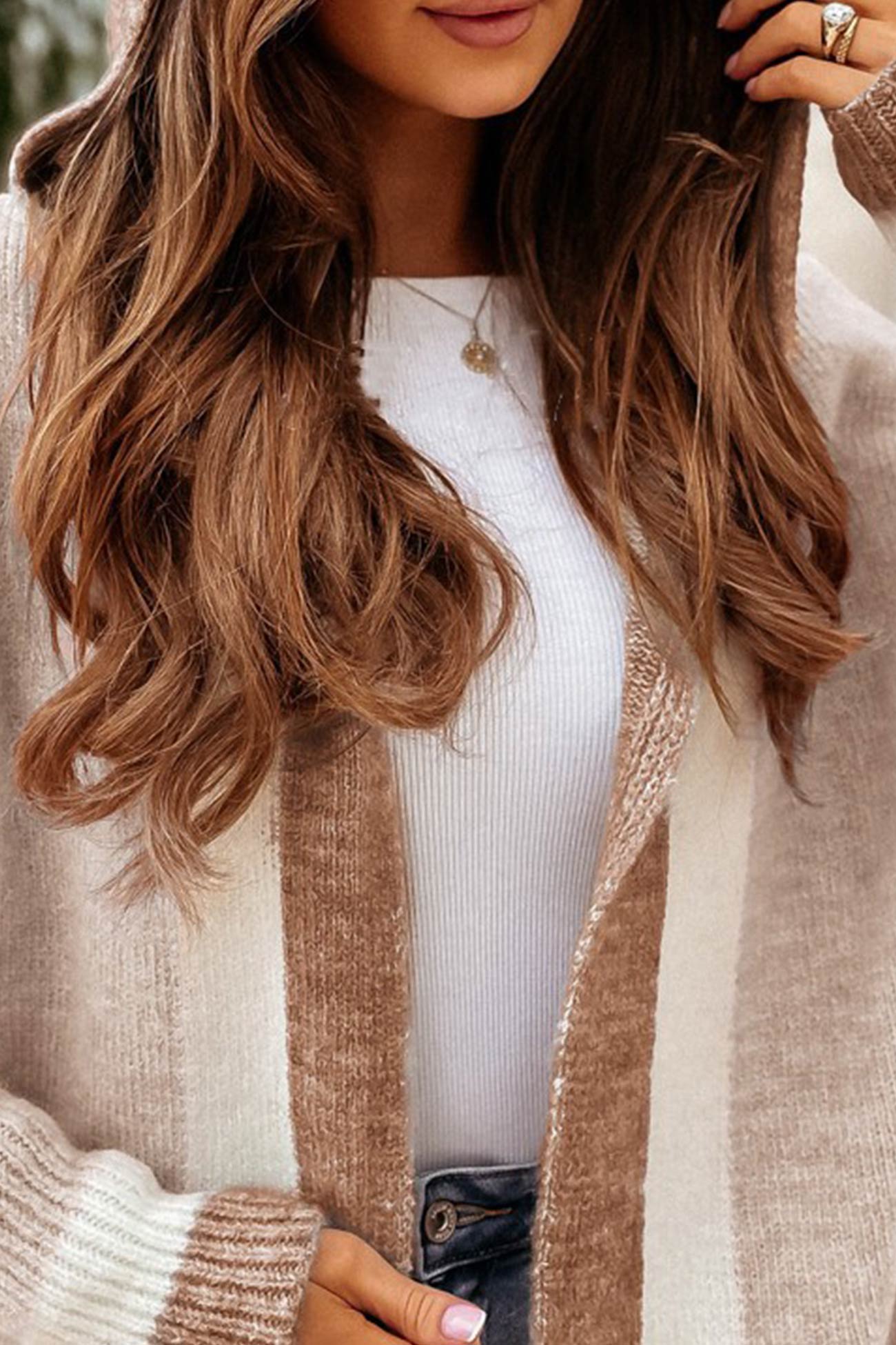 Kontrast-Hoodie für Damen - Modischer Cardigan für das Outfit 2024