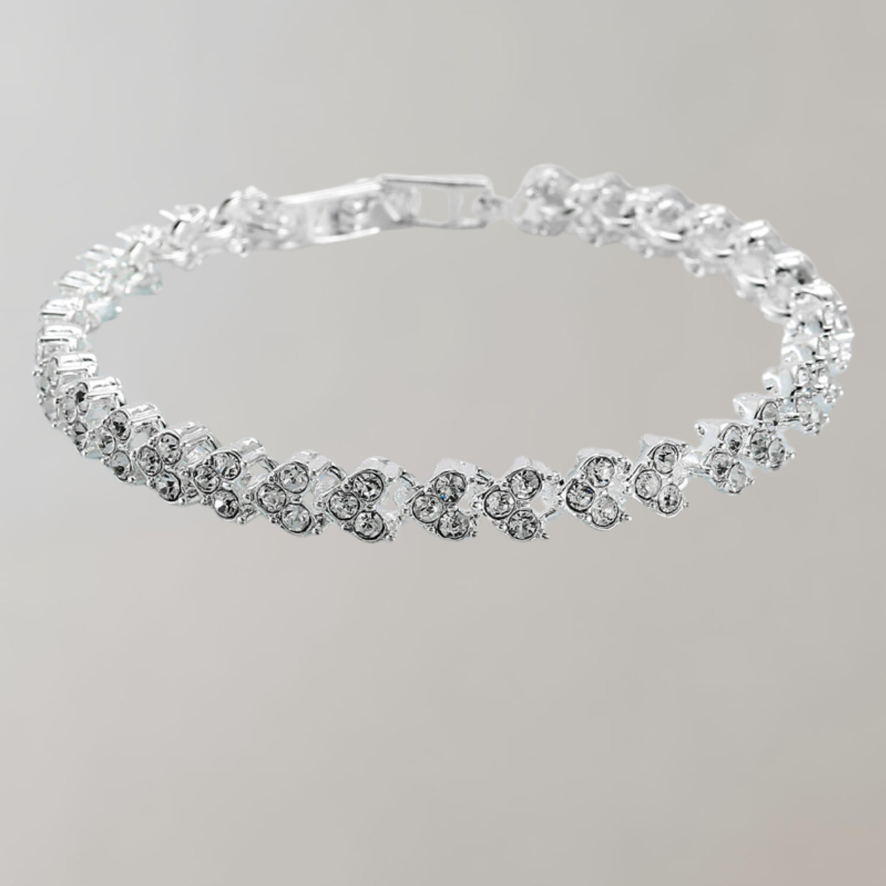 Katherine - funkelndes Tennisarmband mit Herz-Zirkonia-Steinen | glamouröse Armbänder Frauen