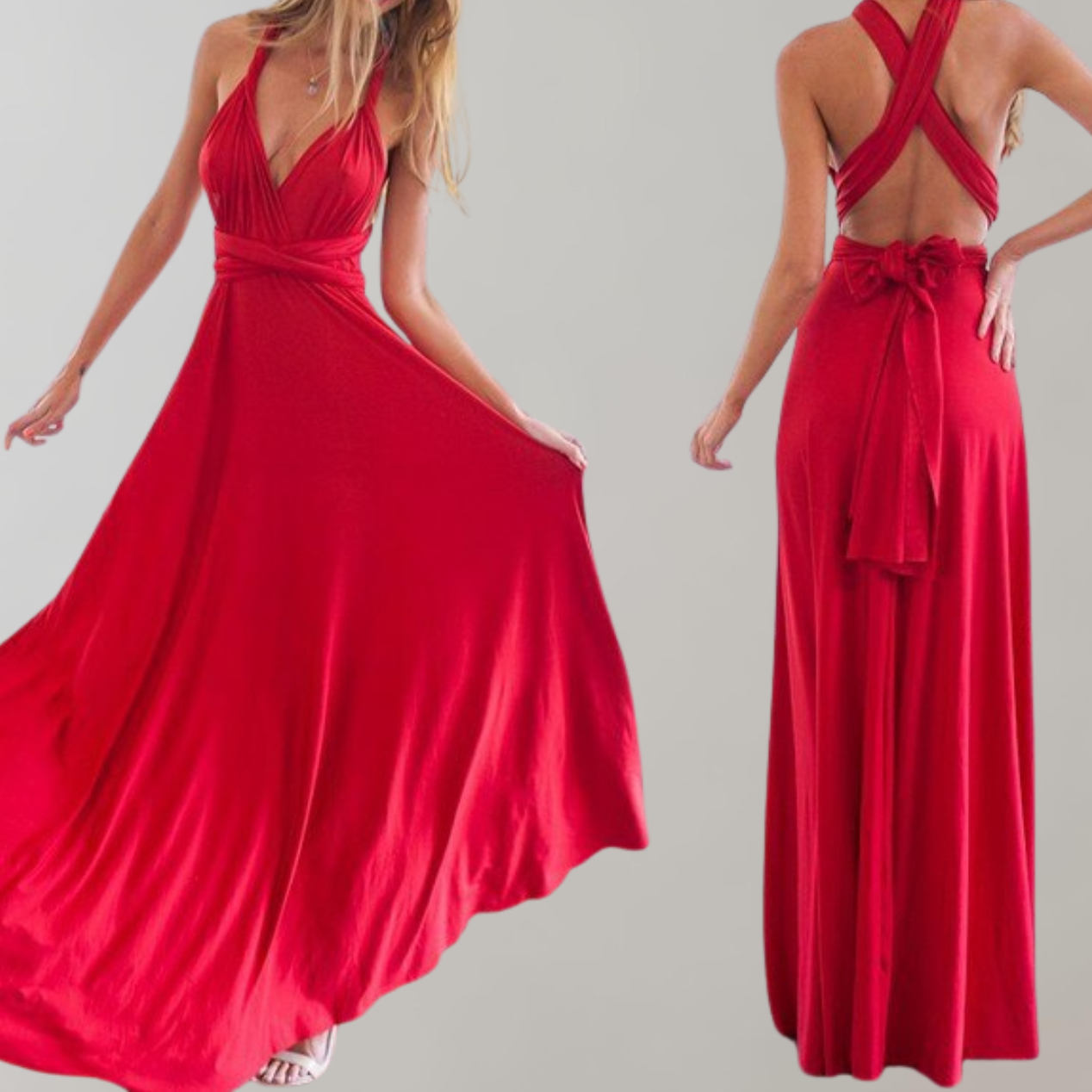Maja - Neckholder-Kleid für Damen | Maxikleid mit überkreuztem Rücken