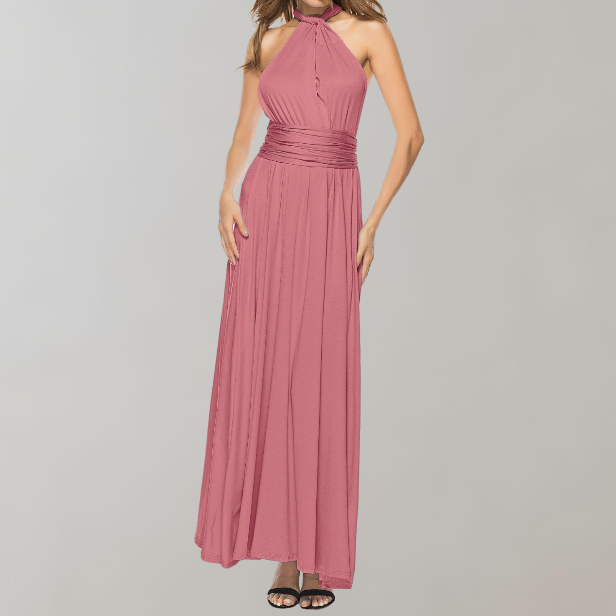 Maja - Neckholder-Kleid für Damen | Maxikleid mit überkreuztem Rücken